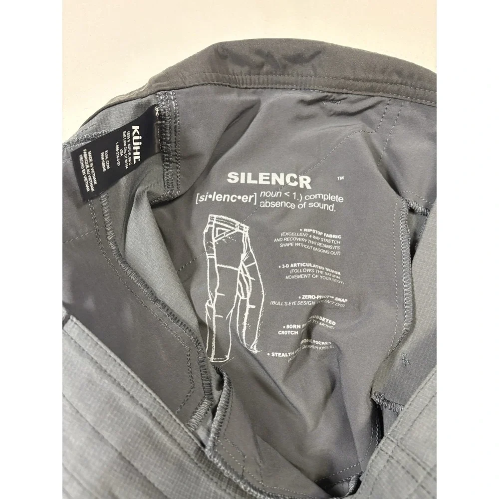 KUHL Silencr Pants Mens 38x32 Gray Ripstop Stretch Hiking Outdoor Trousers